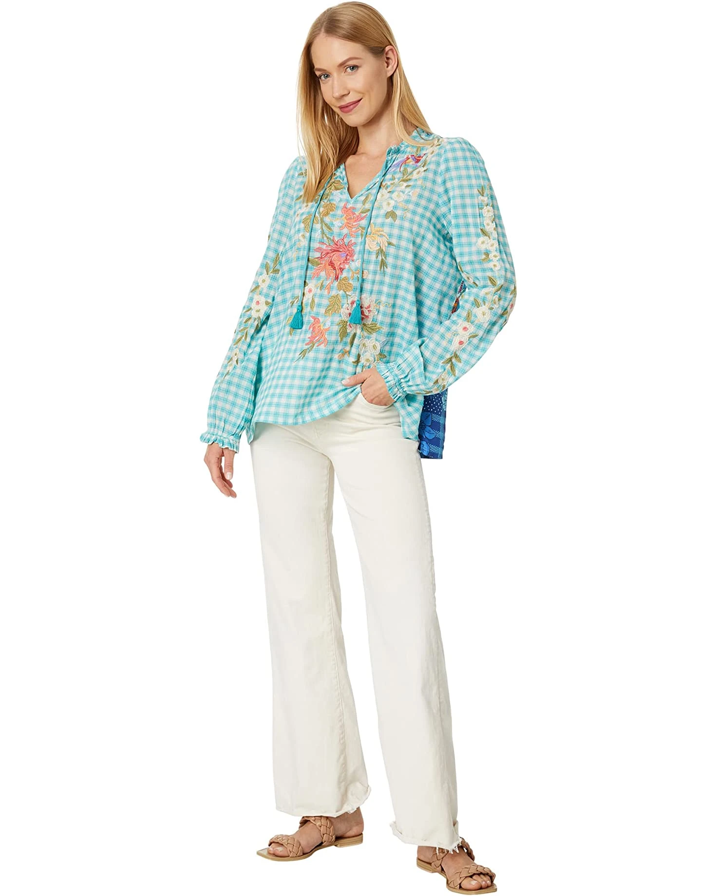 JOHNNY WAS Nalina Ruffle Scarf Back Blouse - Image 4