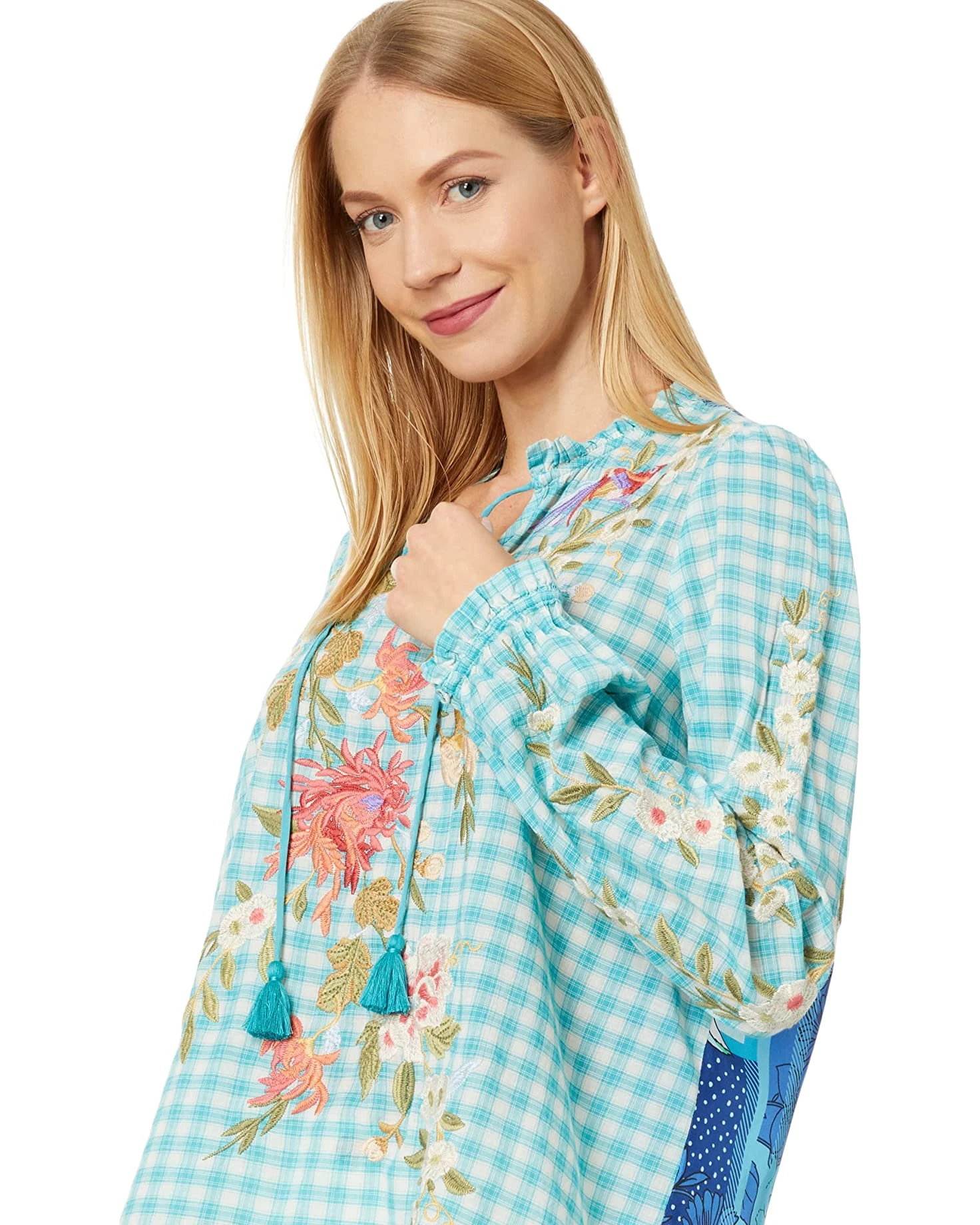 JOHNNY WAS Nalina Ruffle Scarf Back Blouse - Image 3