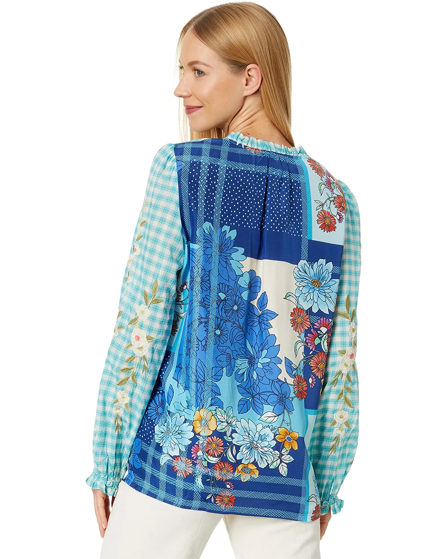 JOHNNY WAS Nalina Ruffle Scarf Back Blouse - Image 2