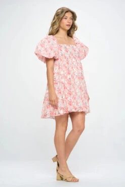 COLLETTA PUFFED SLEEVE BABY DOLL DRESS