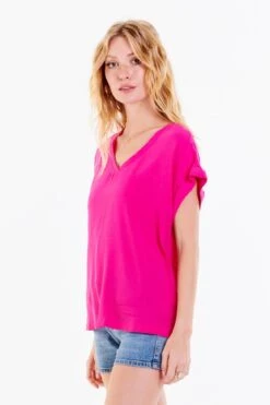 DEAR JOHN CAMILA DROP SHOULDER TOP BEET ROOT
