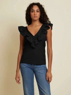 NATION GOLDA CONTRAST RUFFLE TANK