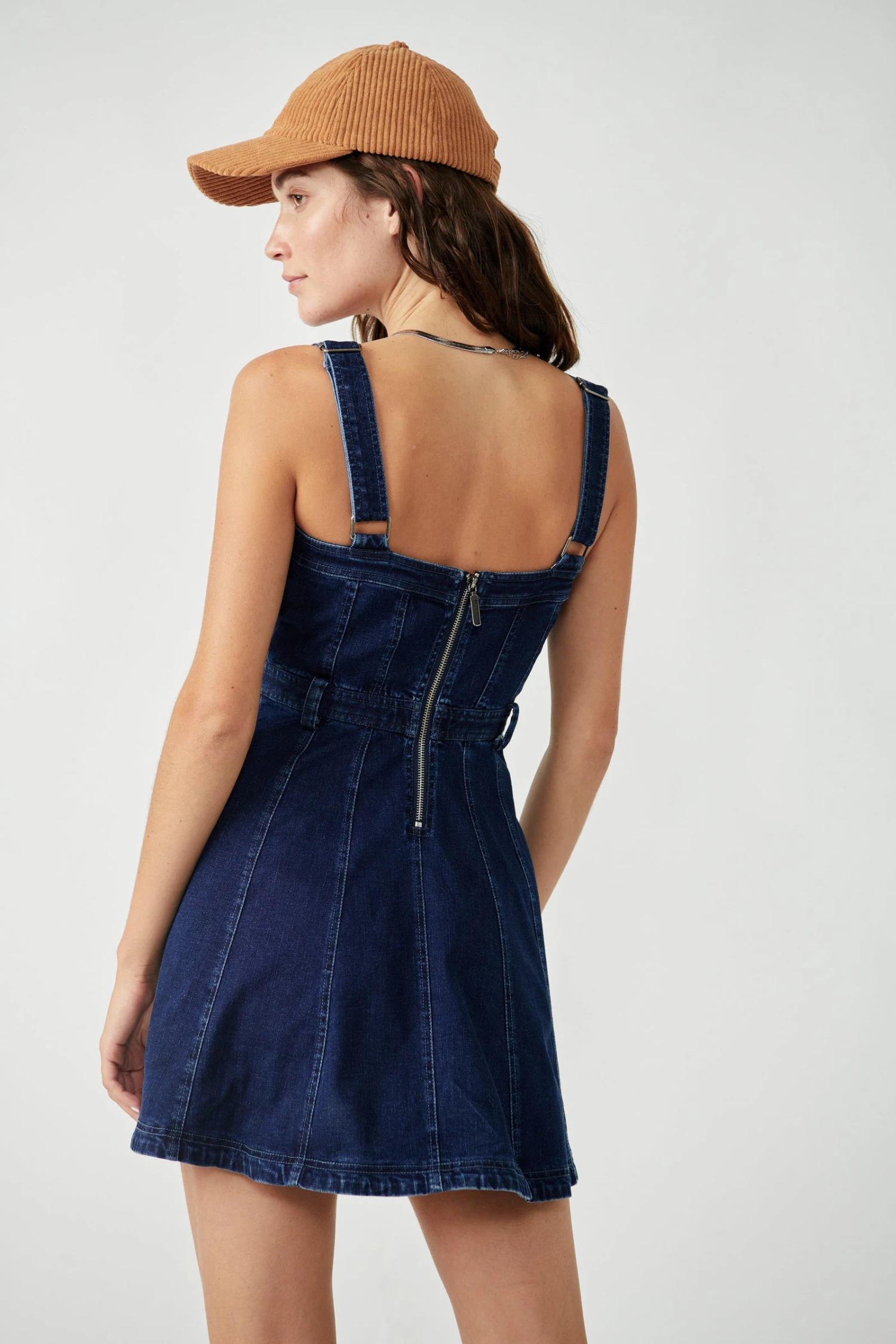 FREE PEOPLE MARGOT DENIM MINI SKIRT OVERALLS - Image 4