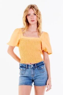 DEAR JOHN PEIGHTON PUFF SLEEVE TOP CREAMSICLE