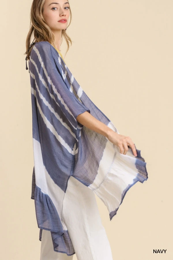 UMGEE SIDE SLITS RUFFLE HEM KIMONO - Image 3