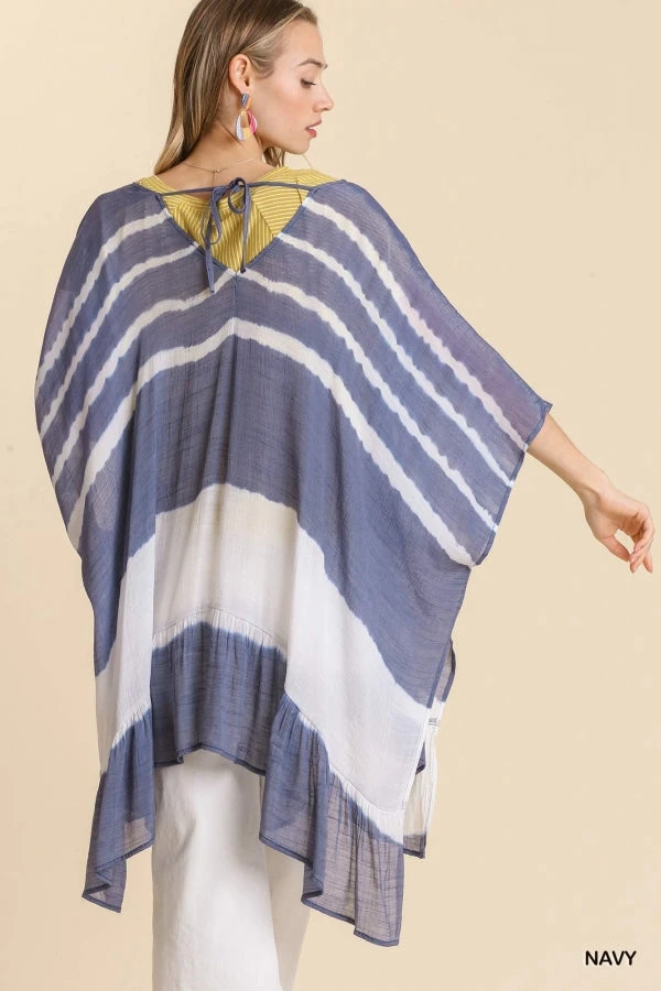UMGEE SIDE SLITS RUFFLE HEM KIMONO - Image 4