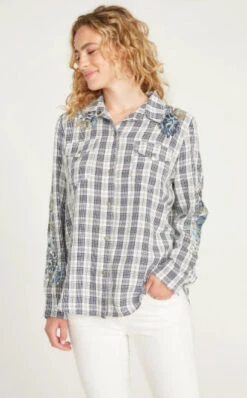 DRIFTWOOD NAVY PLAID WESTERN SHIRT X BLUEBELL FLEUR