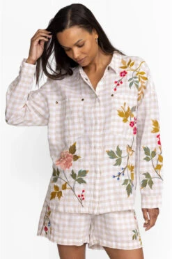 JOHNNY WAS ADELE GINGHAM POCKET BLOUSE